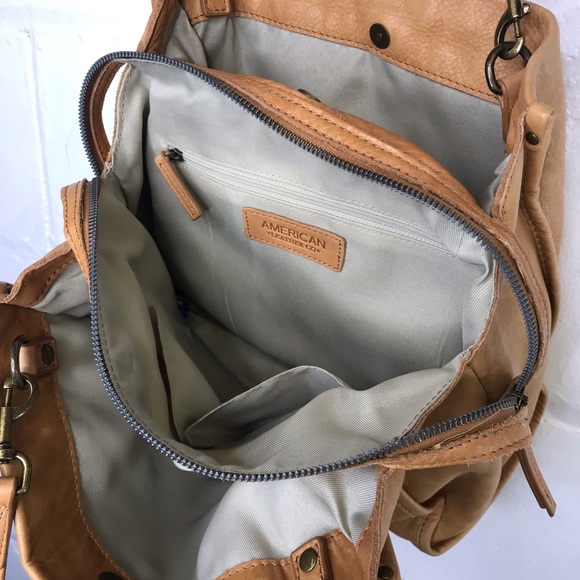 American Leather Co Lenox Cafe Latte Leather Satchel Shoulder Bag Purse - Picture 9 of 12